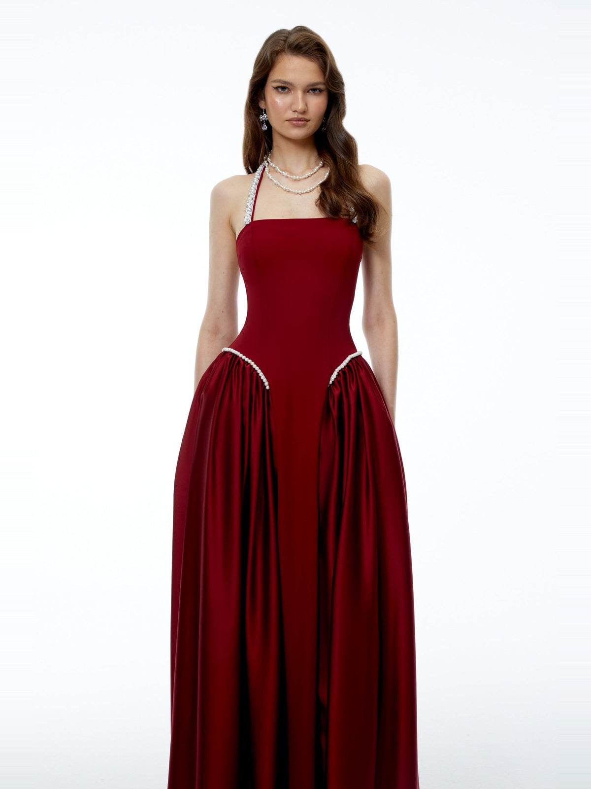 Siobhan Pearl Detail Halter Maxi Dress — Svelte Chic