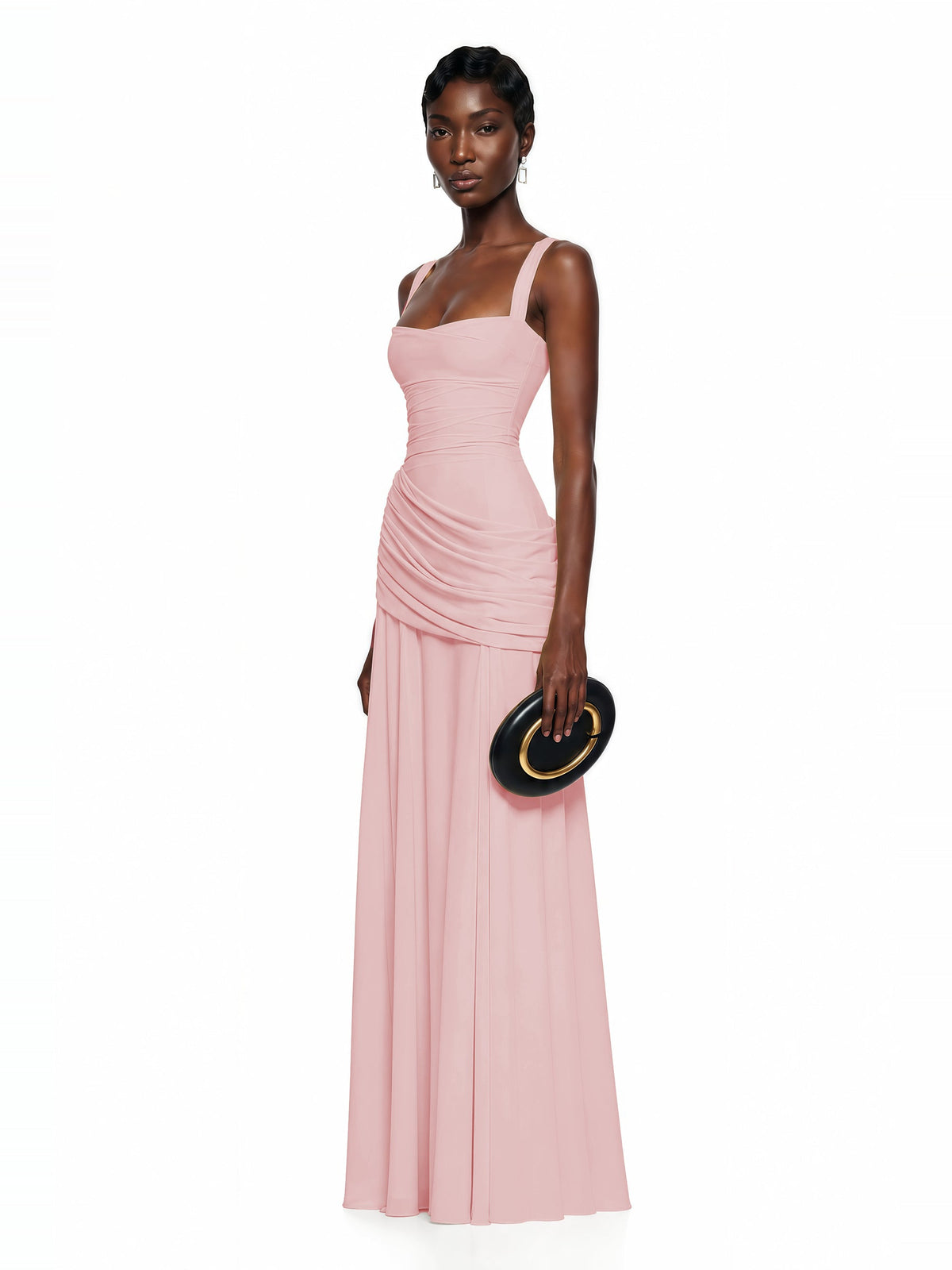 Sanne Gathered Corset Square Neck Maxi Dress — Svelte Chic