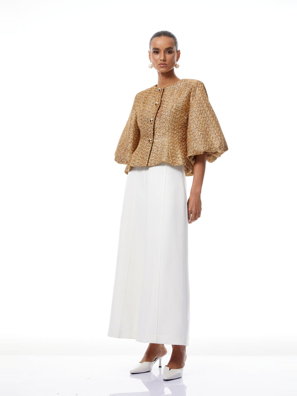 Clothilde Sequin Tweed Peplum Jacket — Svelte Chic