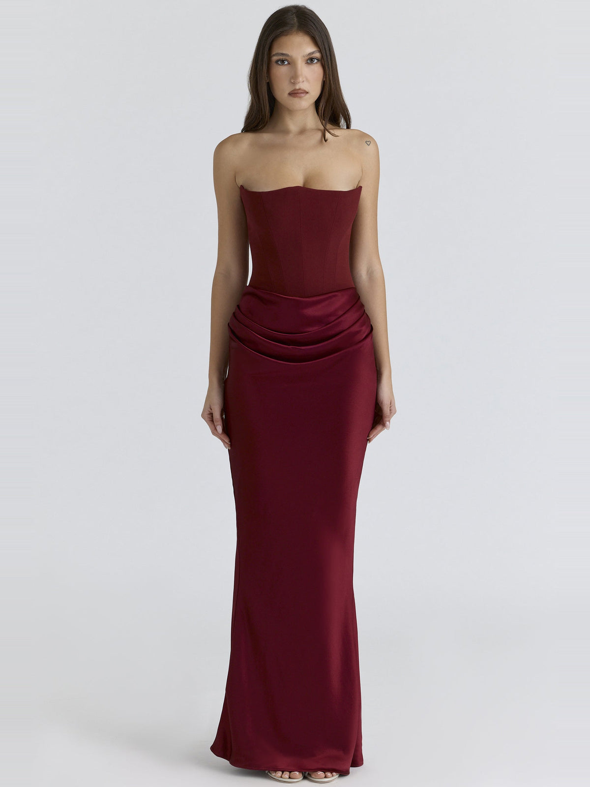 Persephone Strapless Corset Draped Maxi Dress — Svelte Chic