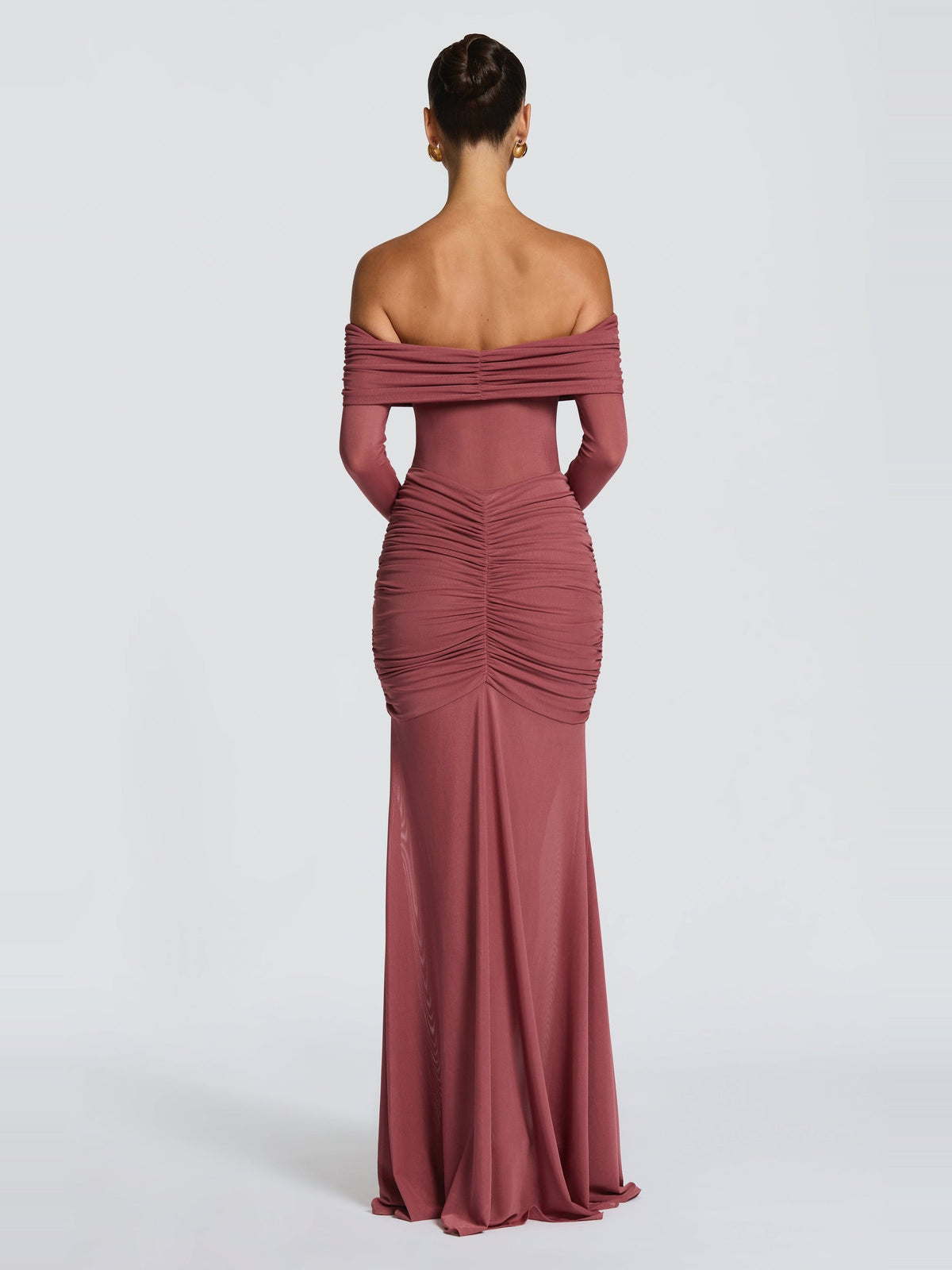 Arlena Long Sleeve Sweetheart Mesh Maxi Dress — Svelte Chic
