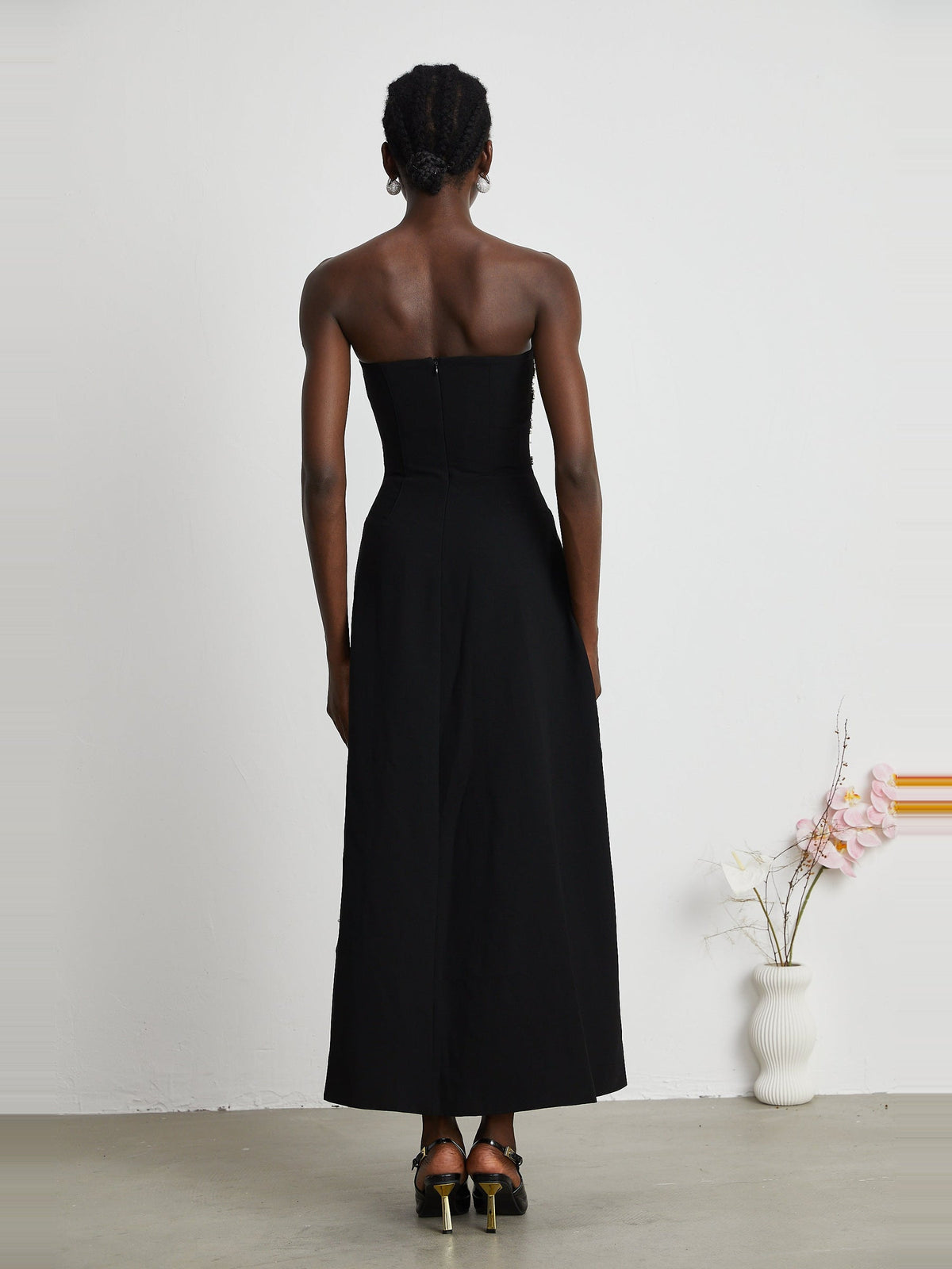 Melisande Off-Shoulder Beaded Maxi Gown - Black — Svelte Chic