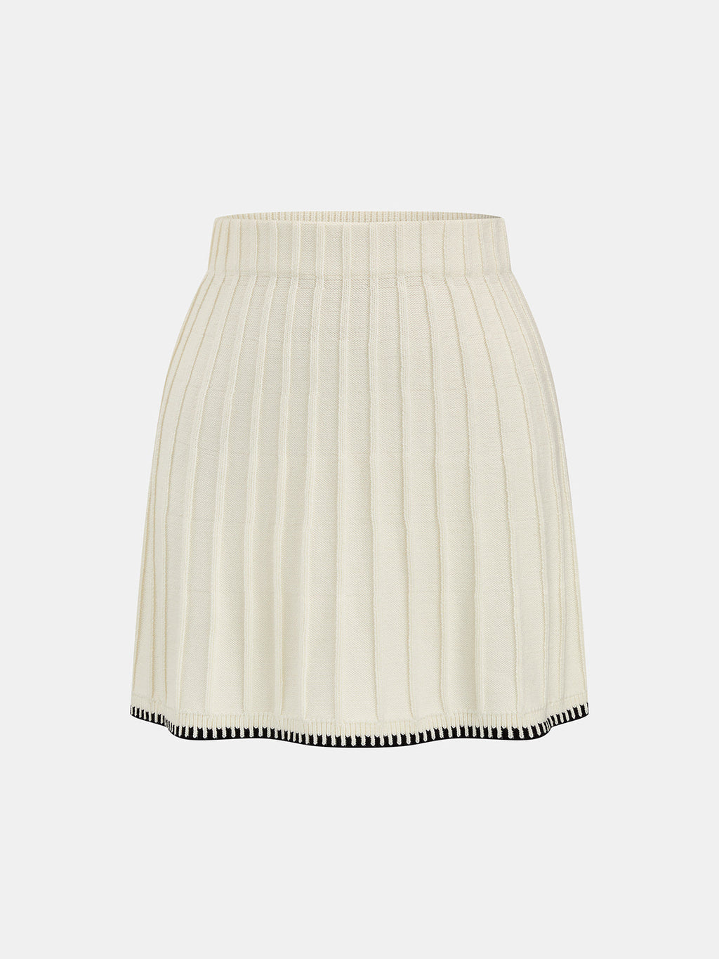 Contrast Trim Turtleneck Knit Top and Mini Skirt Set — Svelte Chic
