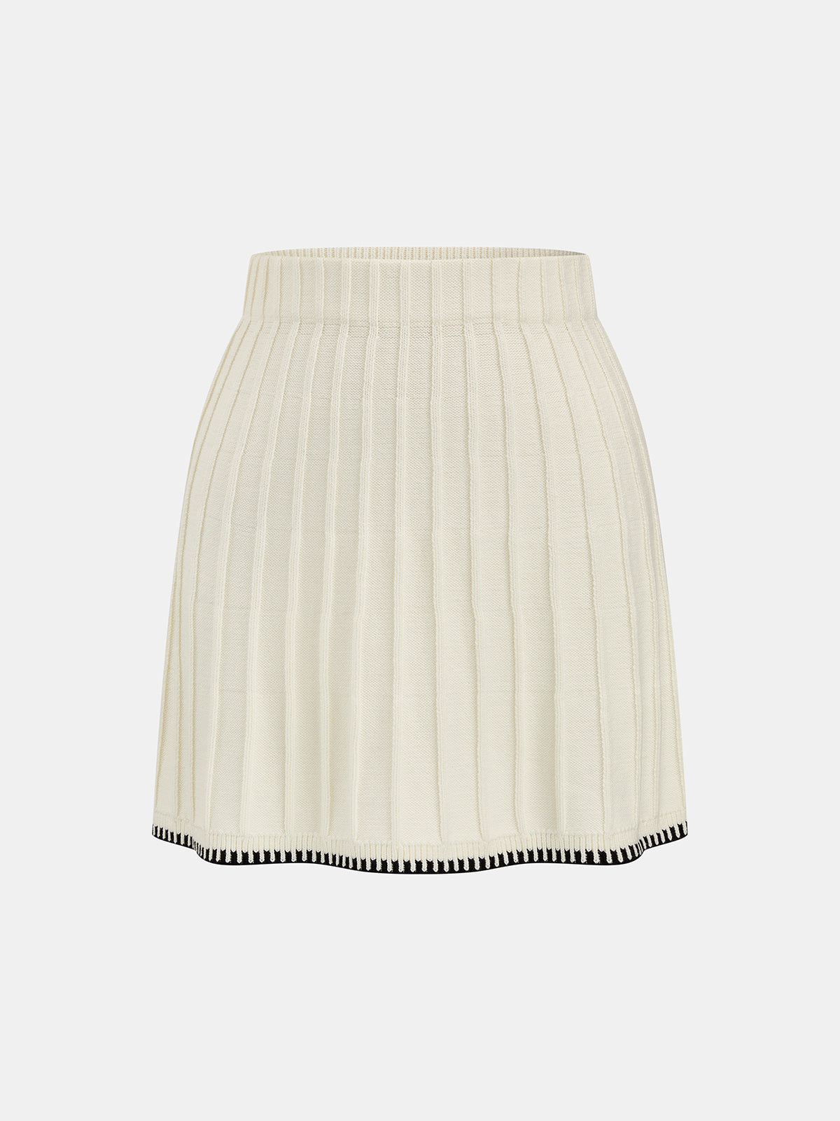 Contrast Trim Turtleneck Knit Top and Mini Skirt Set — Svelte Chic