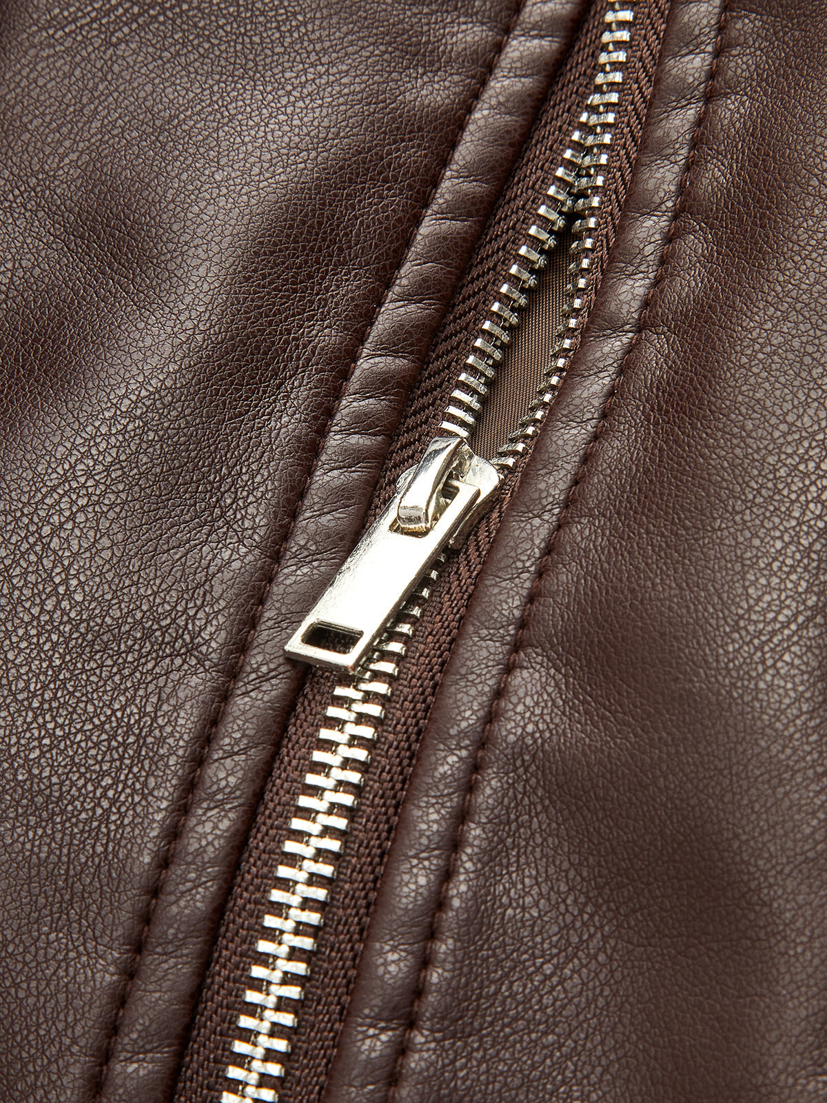Cinched Waist Wide Lapel Faux Leather Jacket - Dark Brown — Svelte Chic