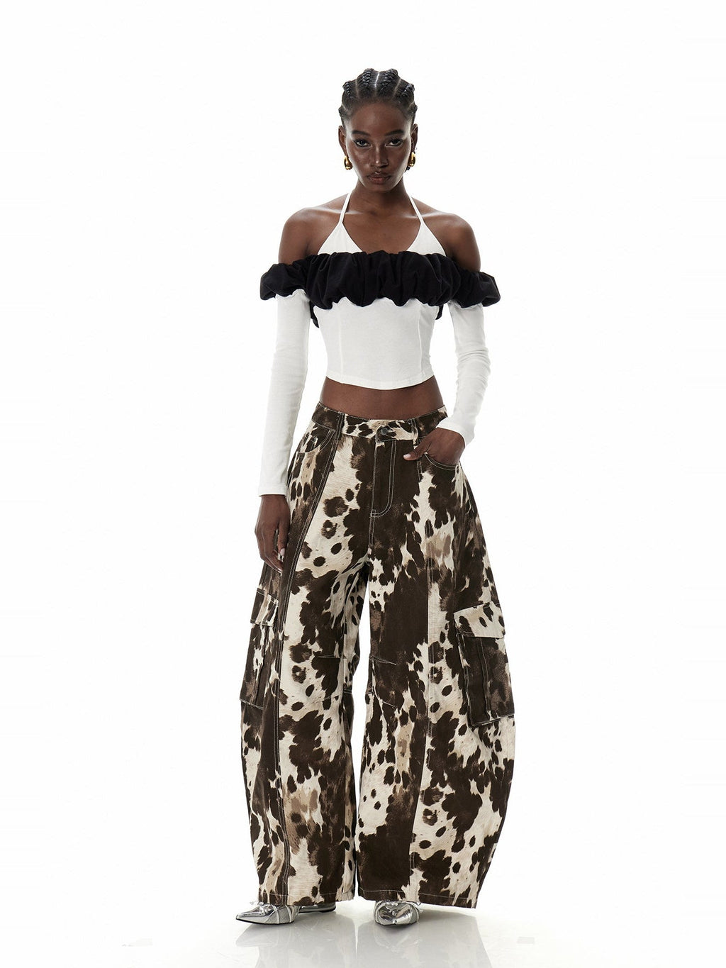 Crispinus Animal-Print Baggy Cargo Jeans - Brown — Svelte Chic
