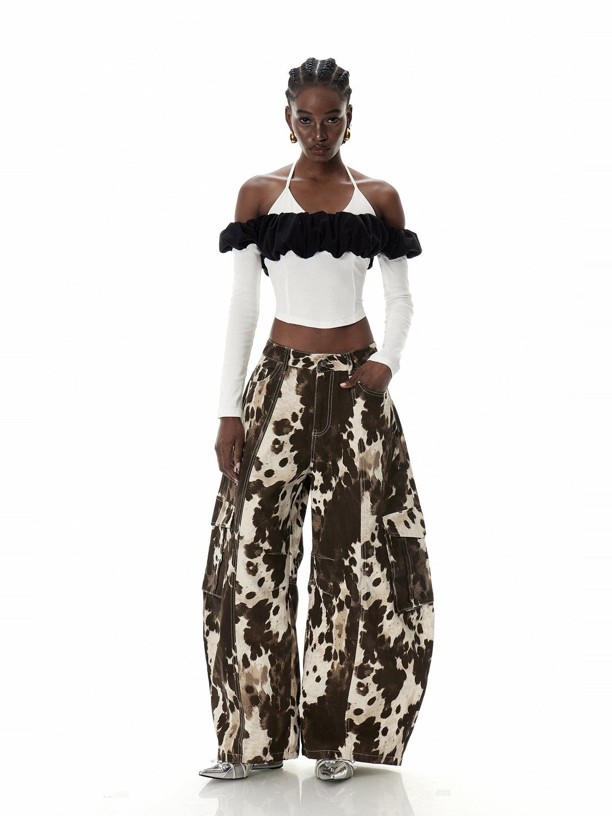 Crispinus Animal-Print Baggy Cargo Jeans - Brown — Svelte Chic