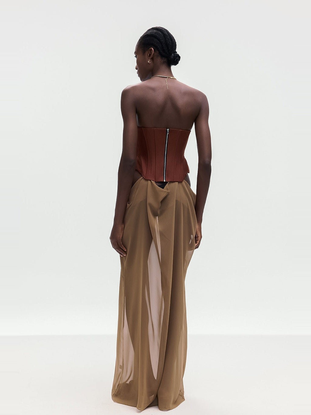 Ardelis Strapless Corset Lace Up Chiffon Maxi Dress — Svelte Chic