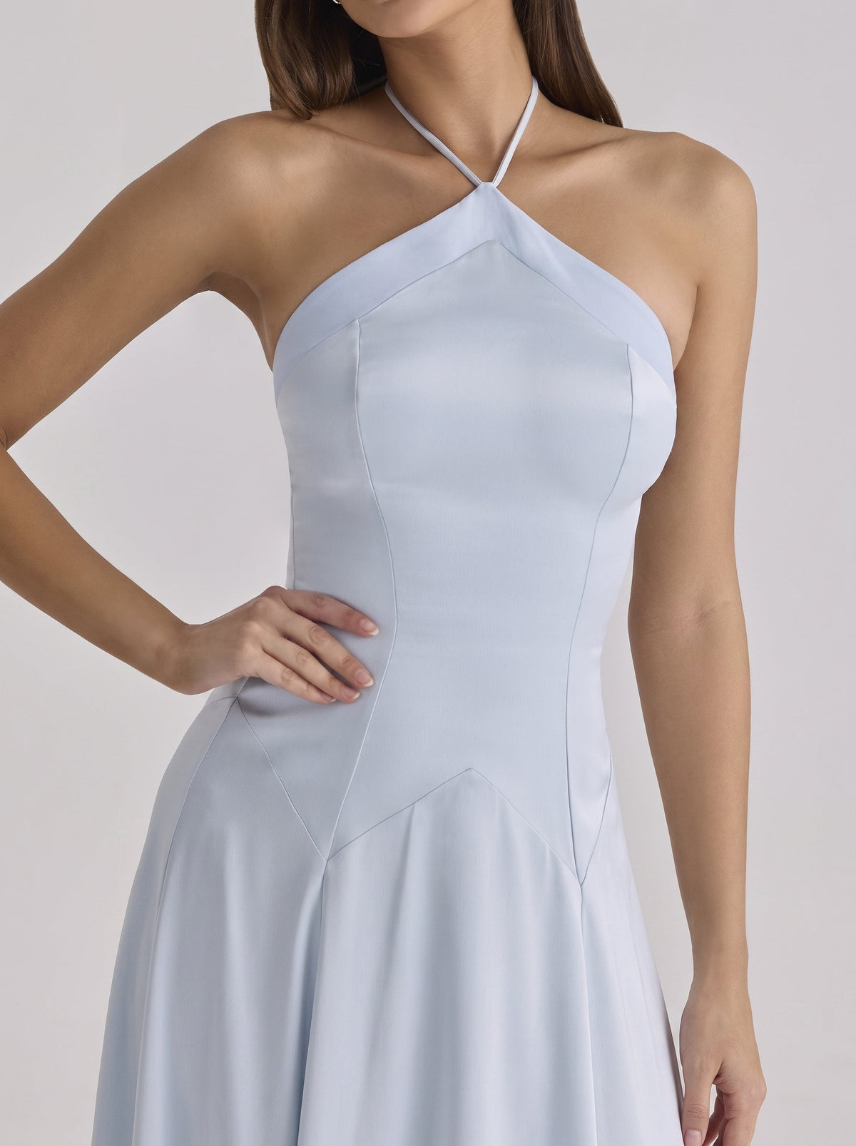 Avelina Halter Satin Maxi Dress — Svelte Chic
