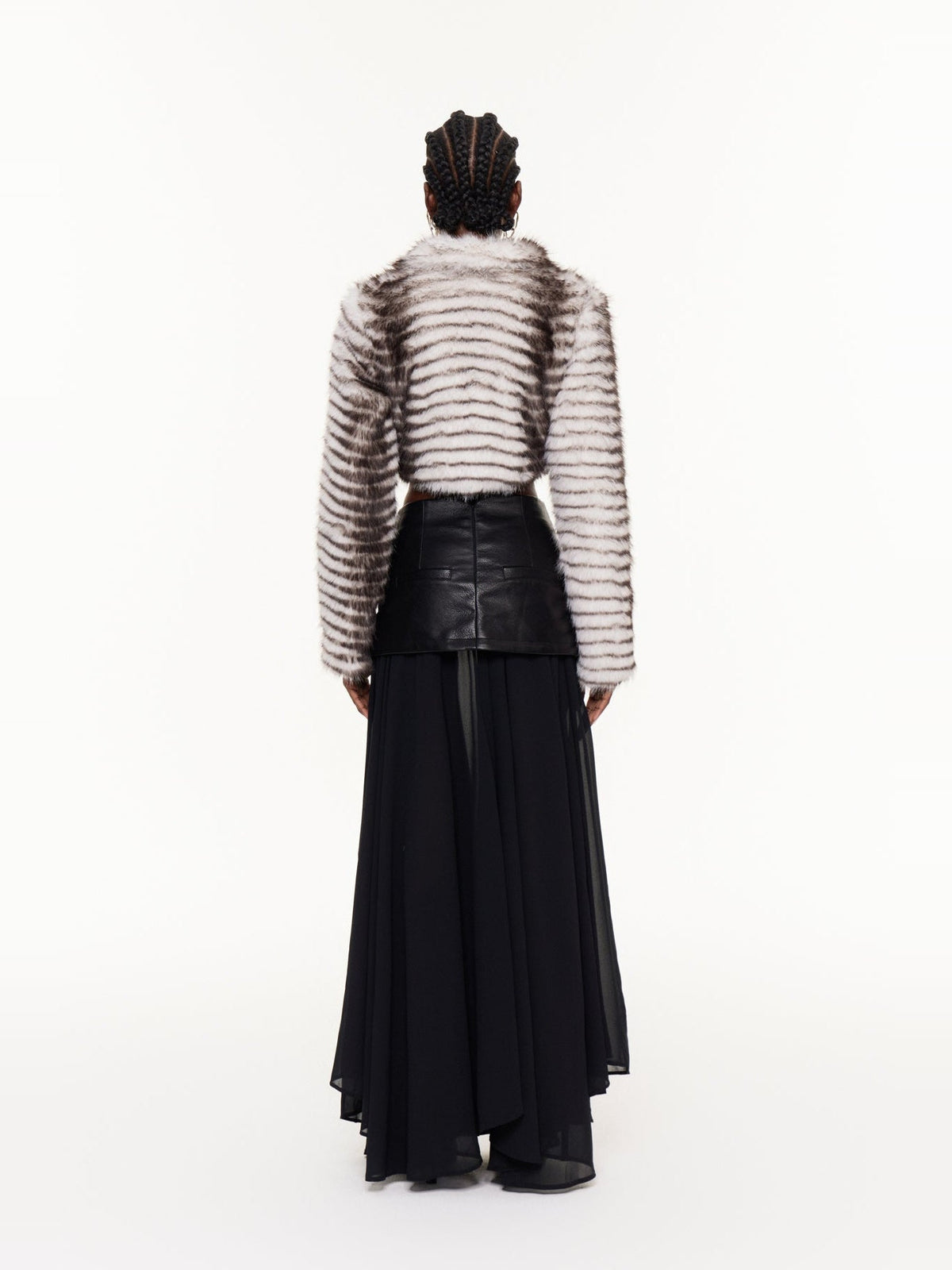 Fajr Zebra Print Faux Fur Cropped Jacket - White — Svelte Chic