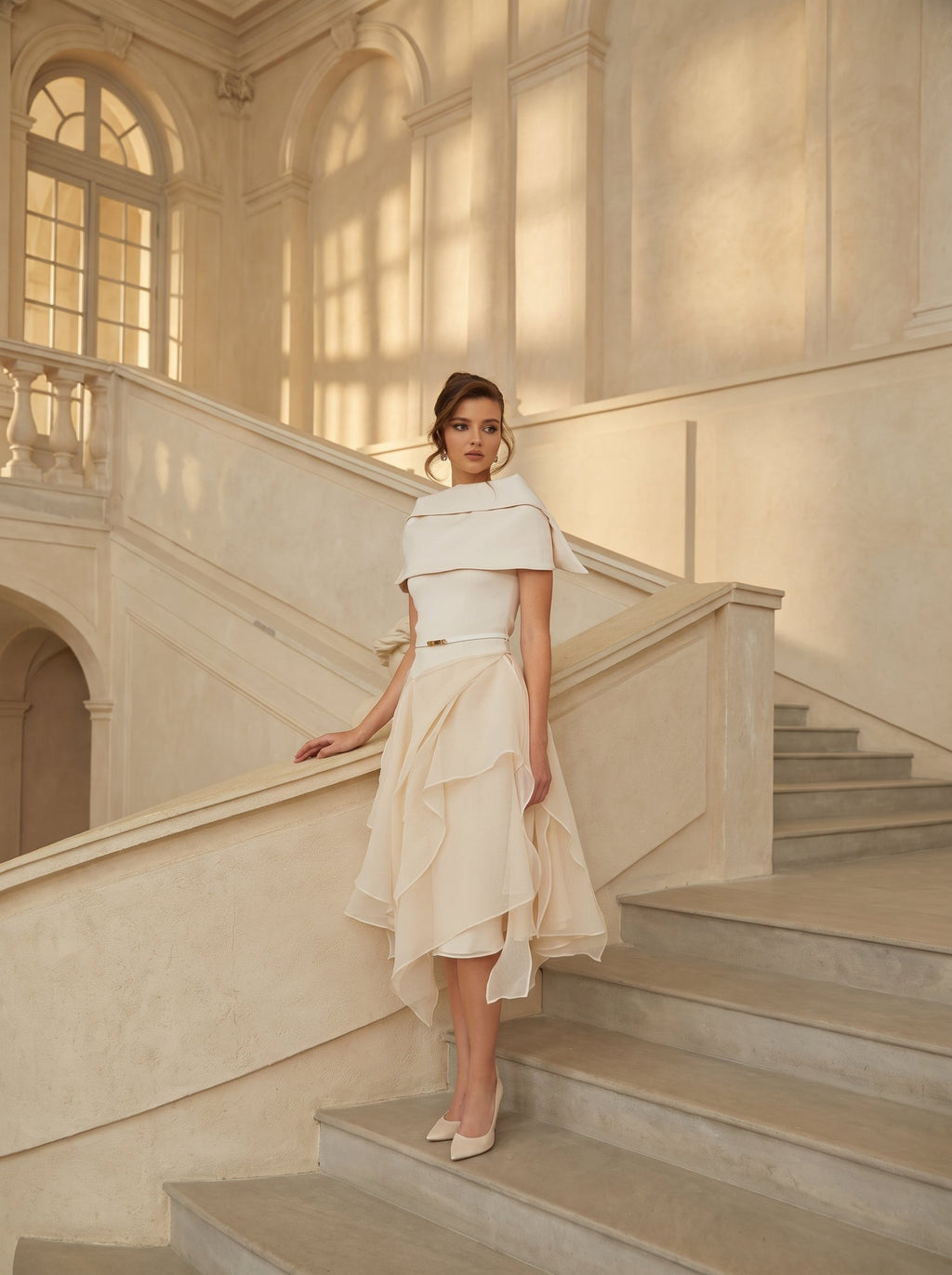 Aria Asymmetric Shawl and Tulle Dress Set — Svelte Chic