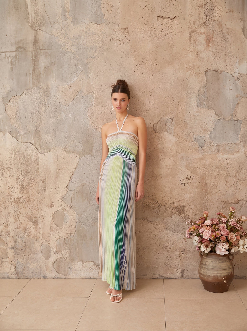 Metallic Knit Open Back Maxi Dress — Svelte Chic