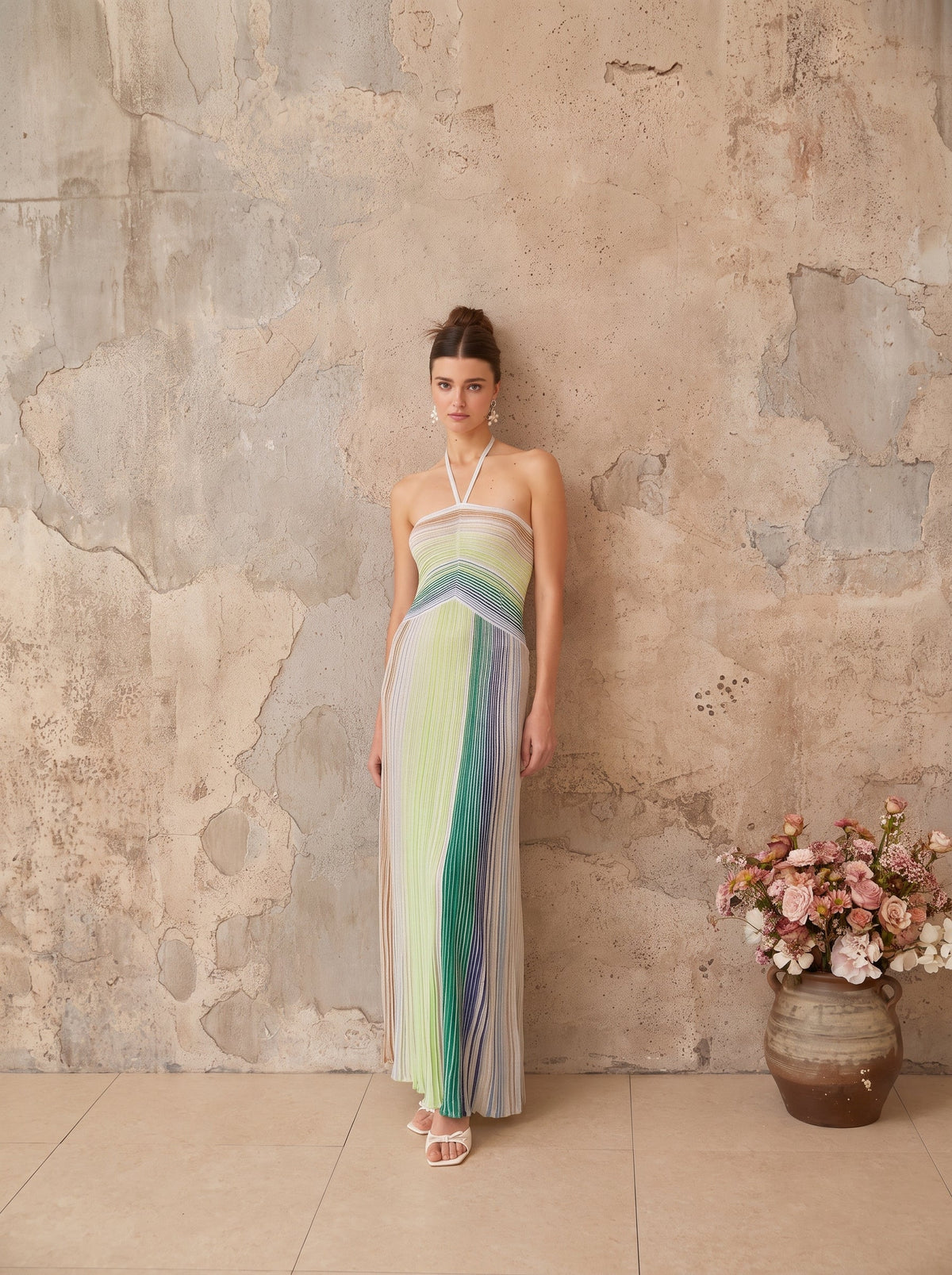 Metallic Knit Open Back Maxi Dress — Svelte Chic