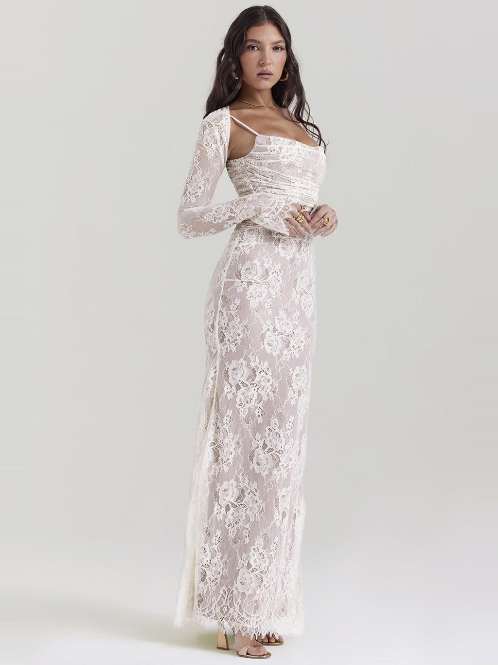 Artemis Corset Back Lace Maxi Dress — Svelte Chic