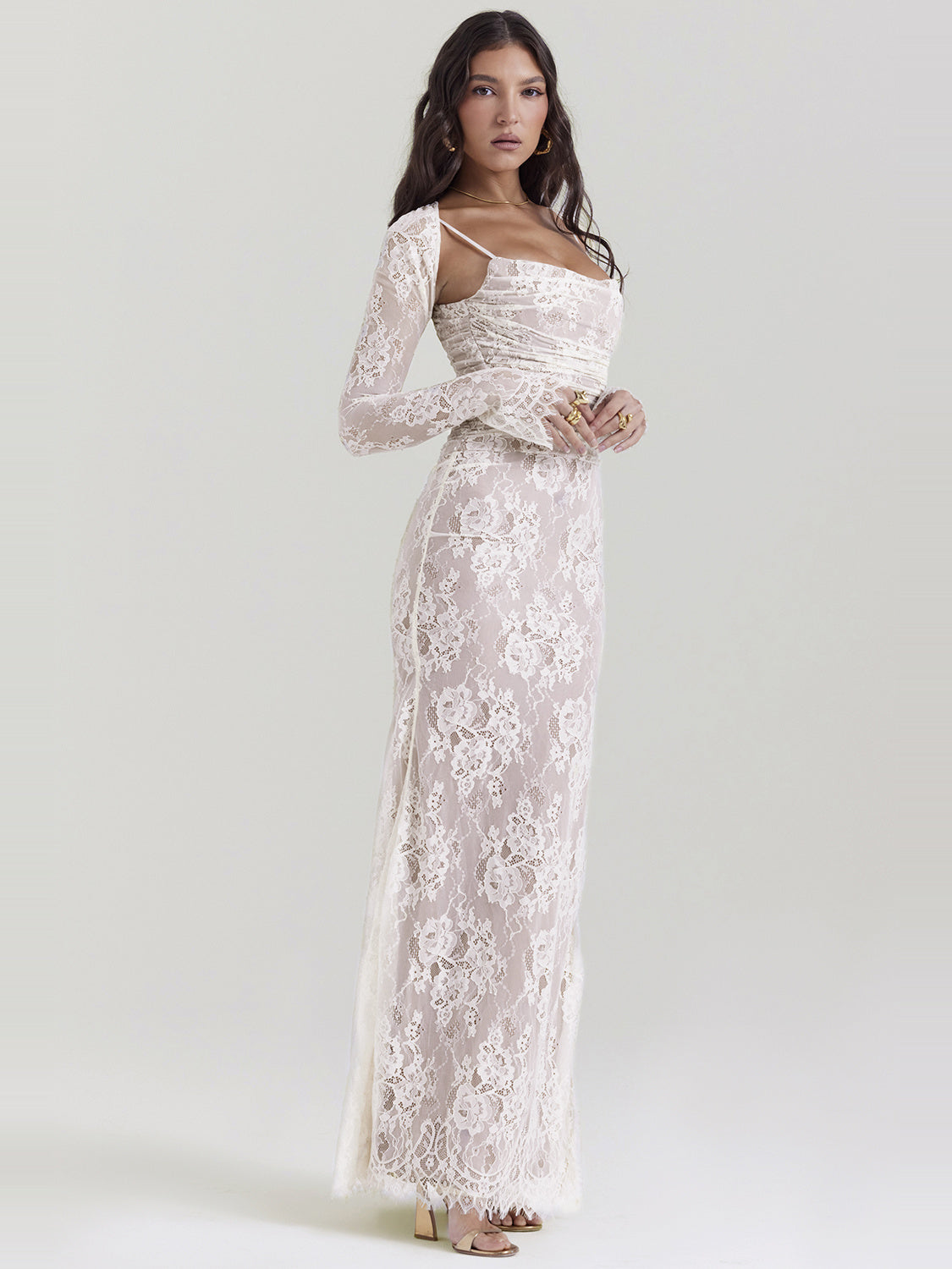 Artemis Corset Back Lace Maxi Dress — Svelte Chic