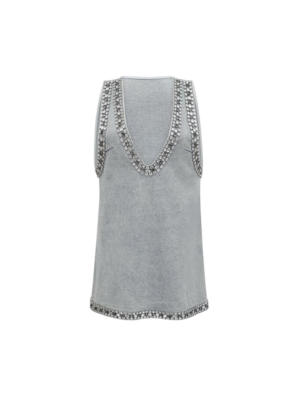 Daphne Crystal Sleeveless Denim Mini Dress — Svelte Chic