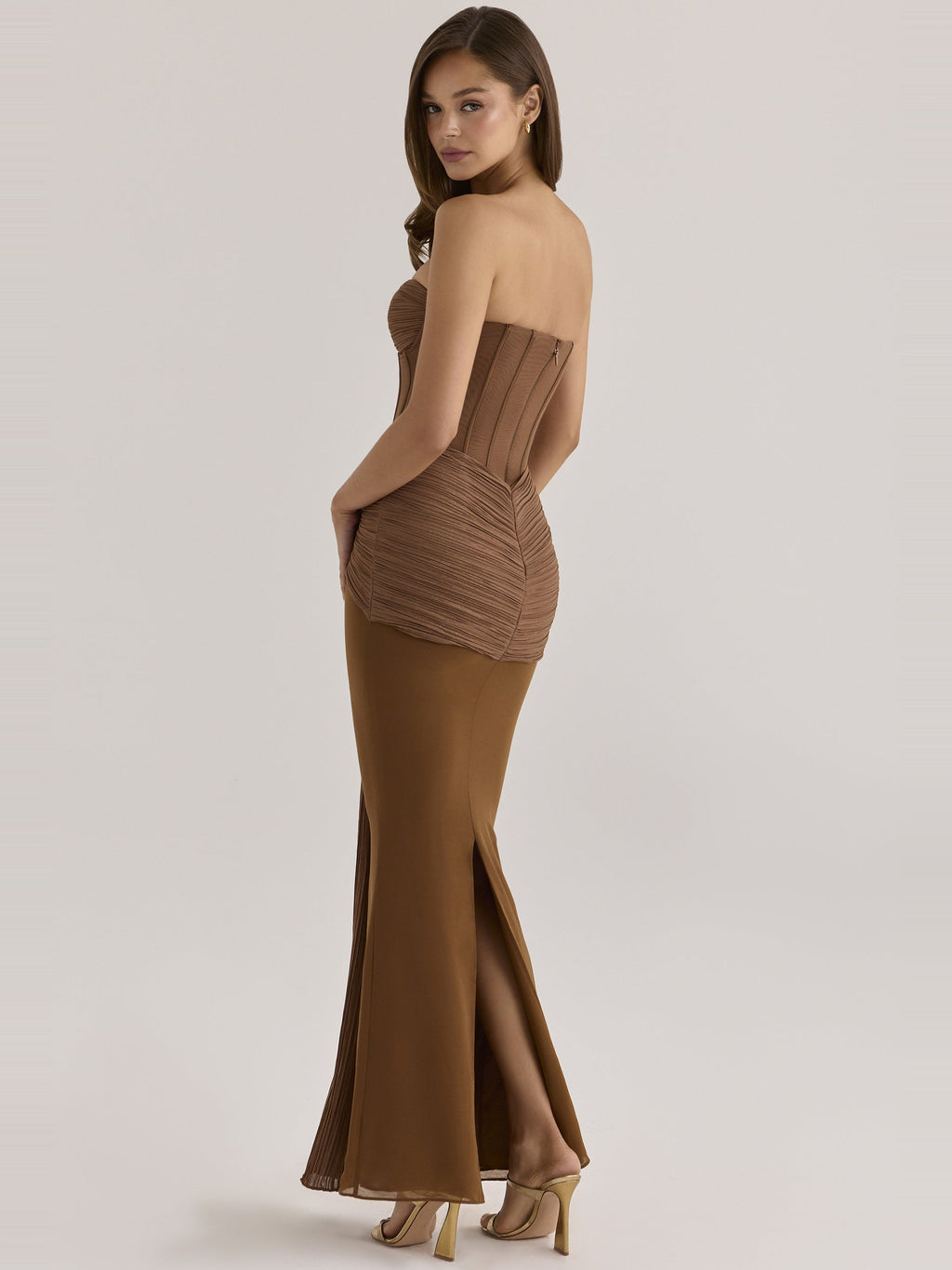 Charlotte Corset Strapless Chiffon Maxi Dress — Svelte Chic