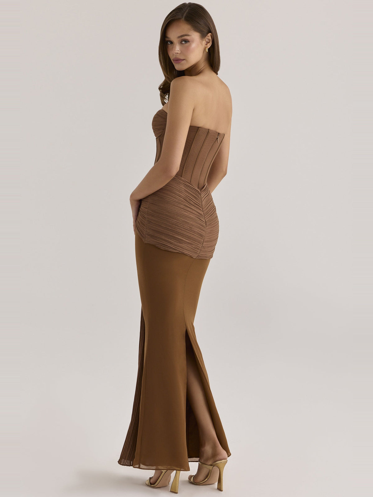 Charlotte Corset Strapless Chiffon Maxi Dress — Svelte Chic