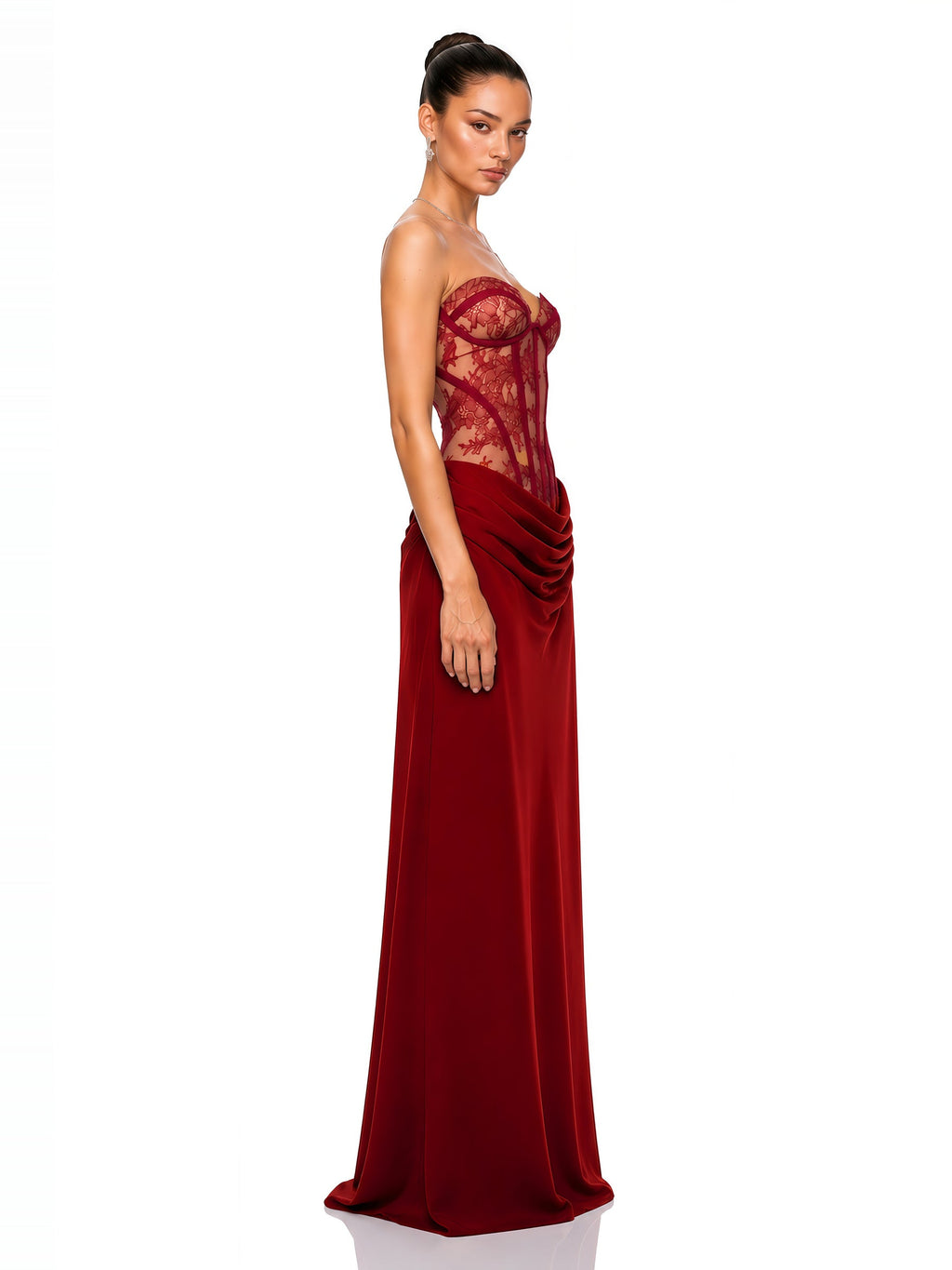 Noelle Strapless Lace Corset Maxi Dress — Svelte Chic