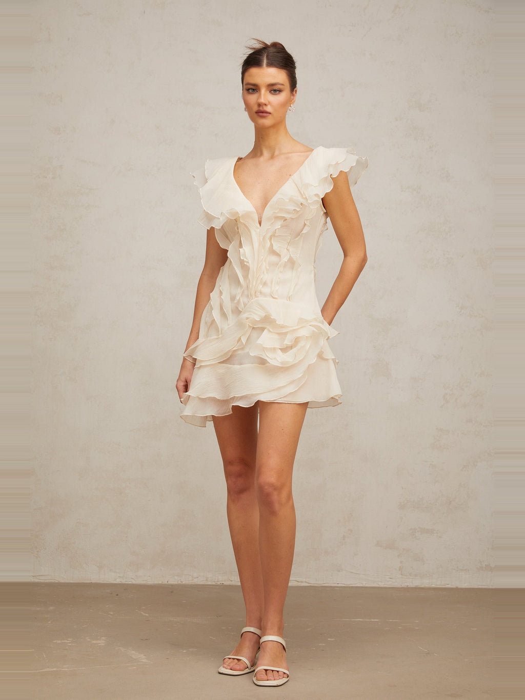 Helene Floral Layered Ruffle Mini Dress — Svelte Chic