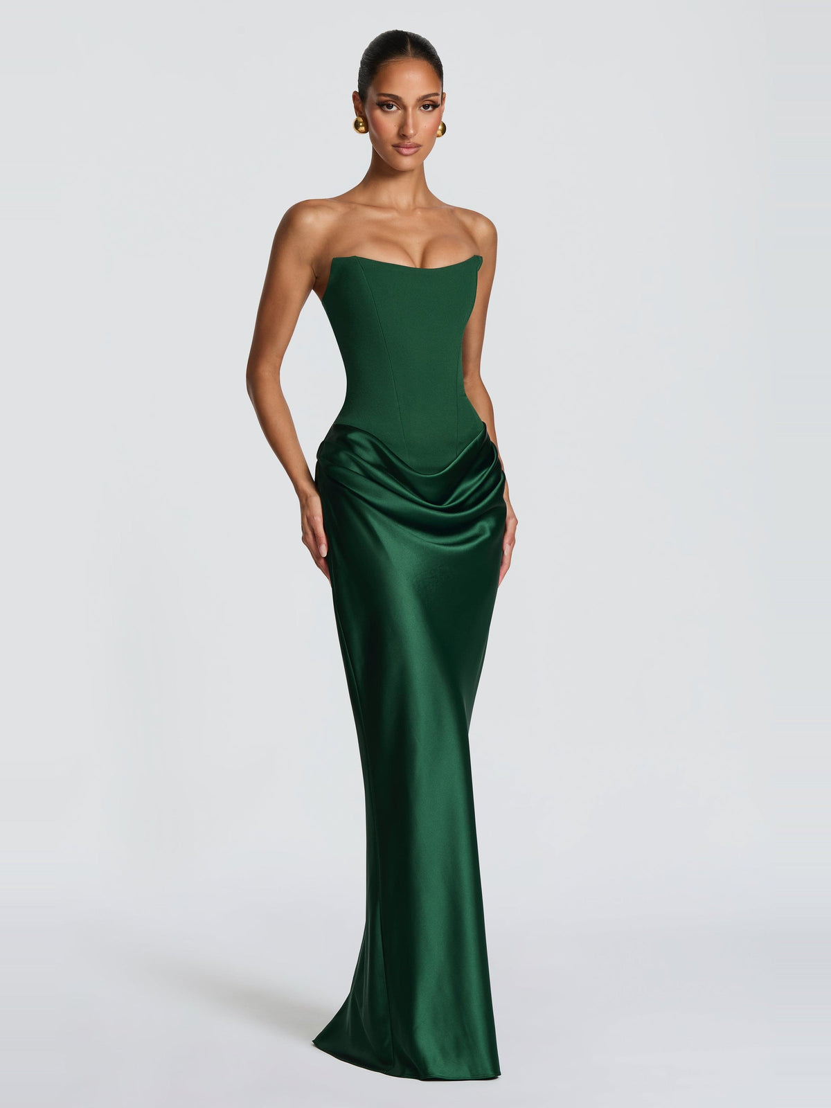 Maggie Strapless Corset Draped Maxi Dress — Svelte Chic