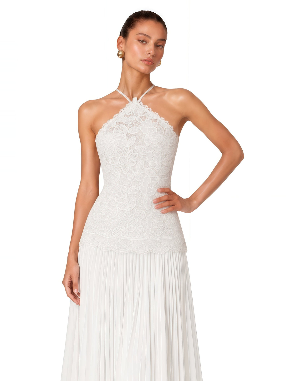Lucille Halter Lace Chiffon Maxi Dress — Svelte Chic
