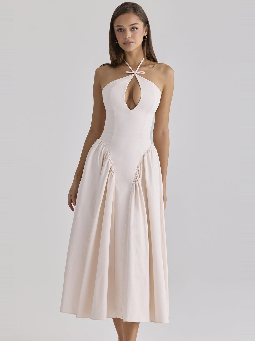 Lilli Halter Keyhole Cotton Midi Dress — Svelte Chic