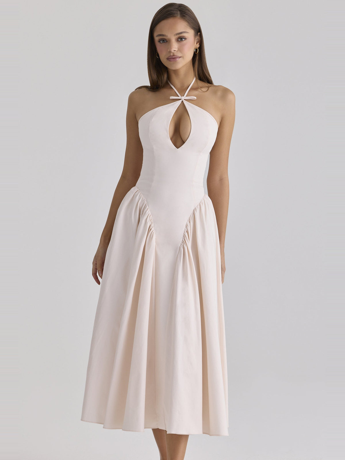 Lilli Halter Keyhole Cotton Midi Dress — Svelte Chic
