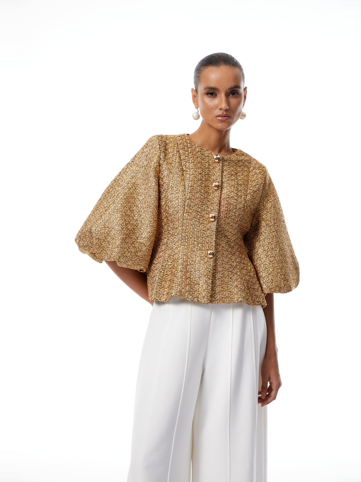 Clothilde Sequin Tweed Peplum Jacket — Svelte Chic