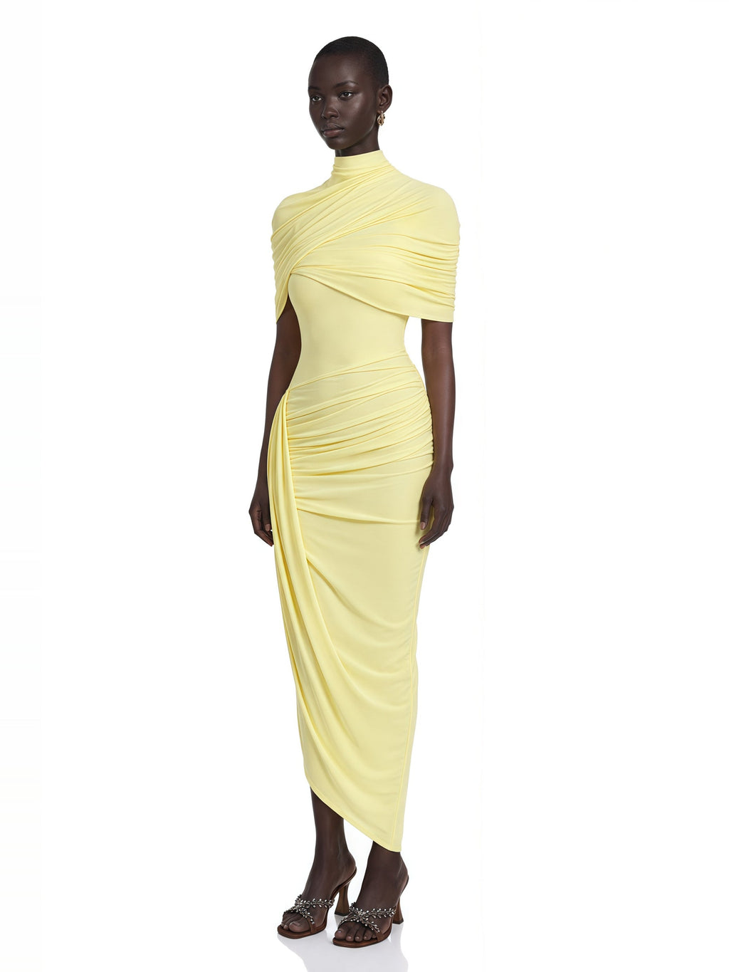 Manuela Asymmetric Caped Midi Dress — Svelte Chic