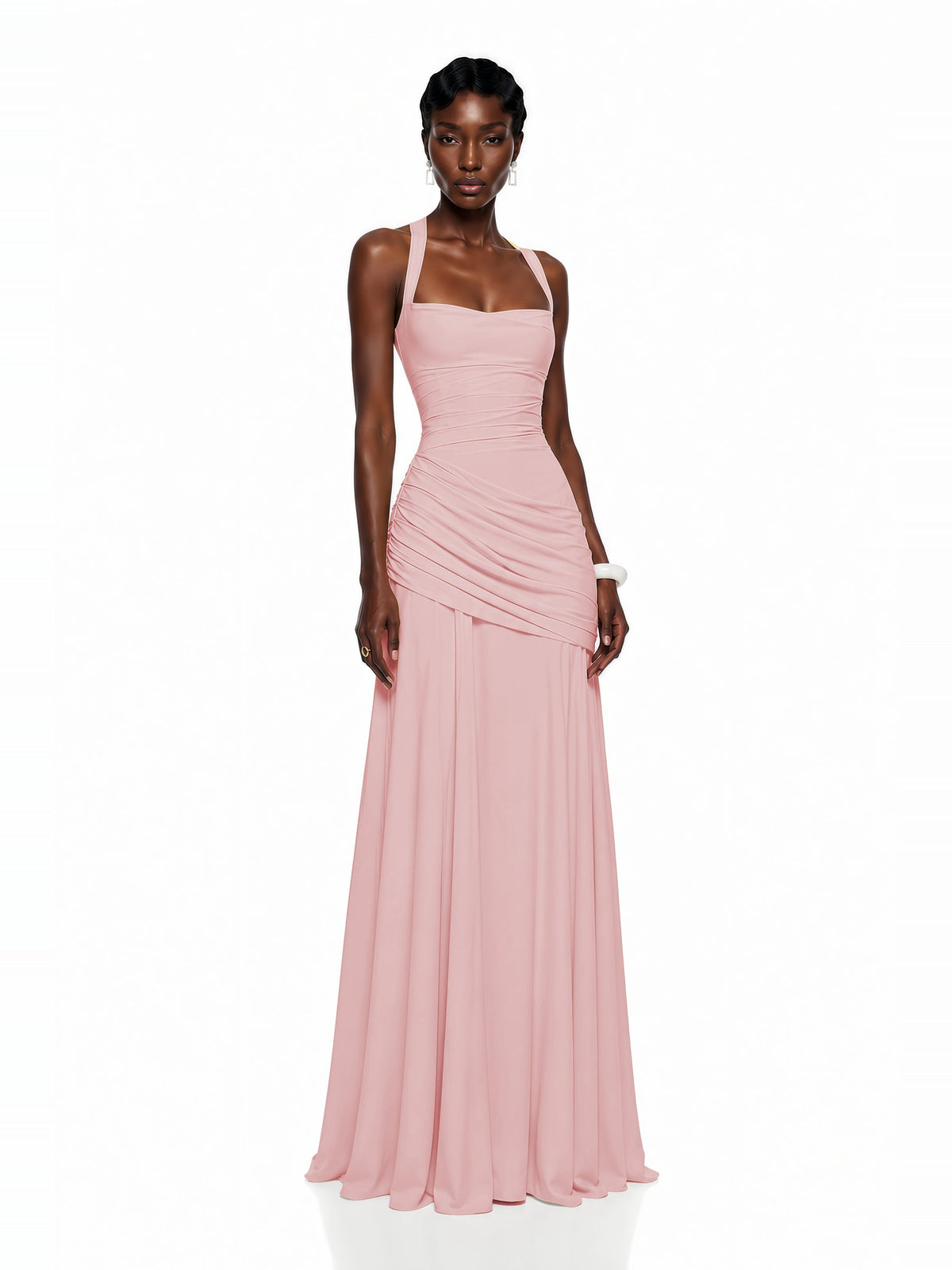 Sanne Gathered Corset Square Neck Maxi Dress — Svelte Chic