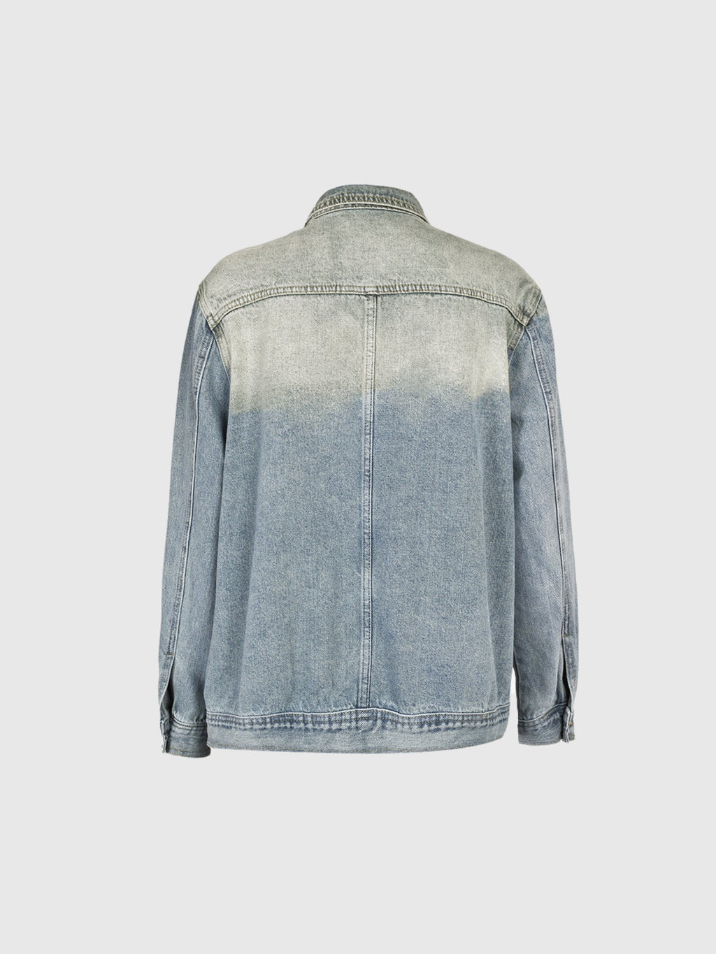 Aegle Stand Collar Asymmetric Oversized Denim Jacket - Light Blue — Svelte Chic