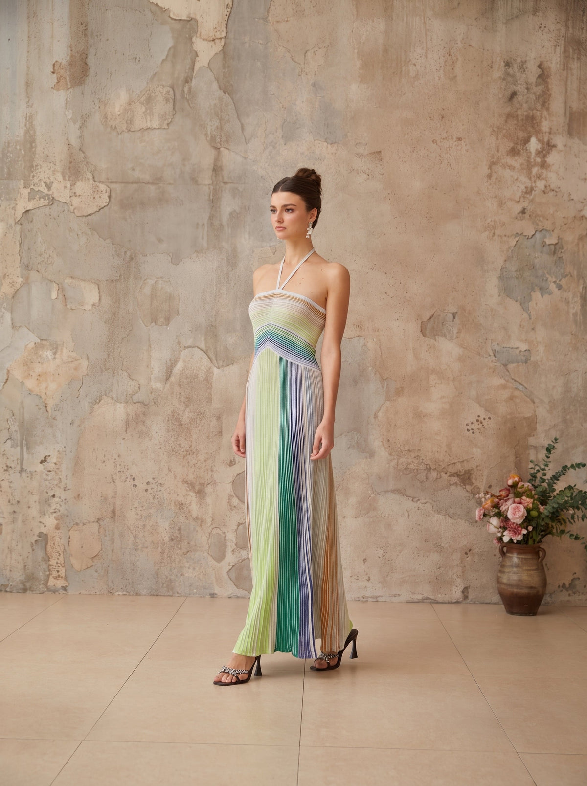 Metallic Knit Open Back Maxi Dress — Svelte Chic