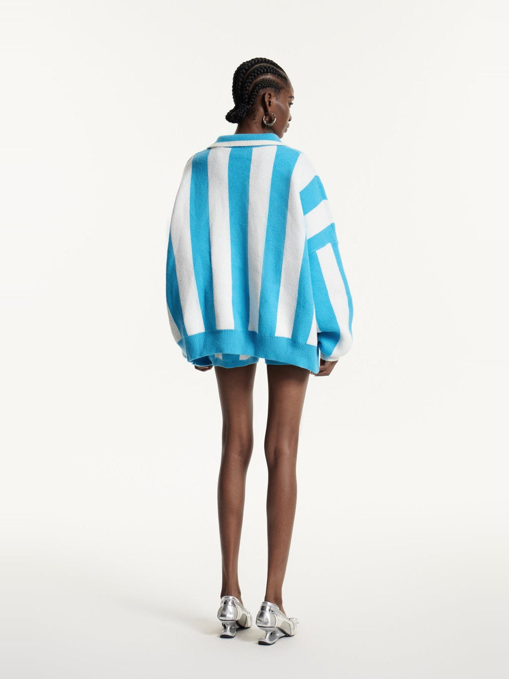 Edwena Striped Knit Polo Collar Shorts Set — Svelte Chic