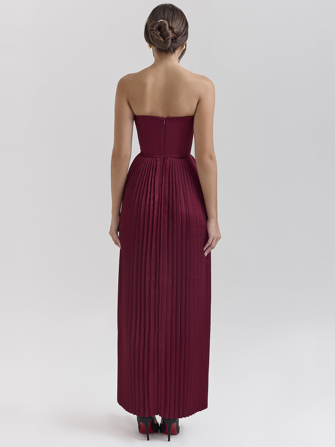 Marcella Pleated Satin Corset Maxi Dress — Svelte Chic