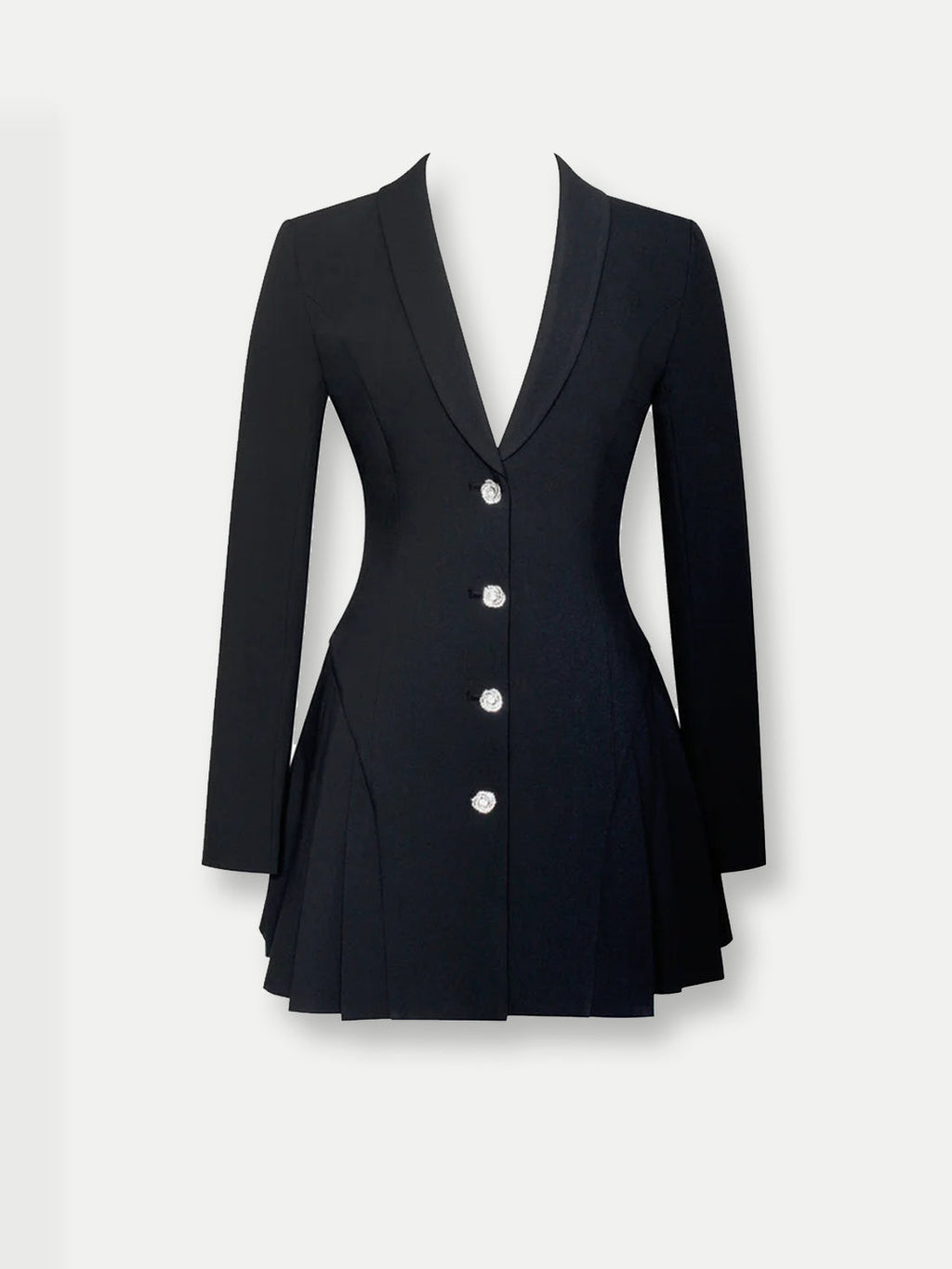 Acosta Tailored Shawl Collar Flared Mini Dress - Black — Svelte Chic
