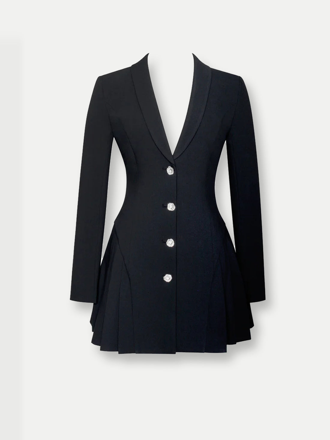 Acosta Tailored Shawl Collar Flared Mini Dress - Black — Svelte Chic