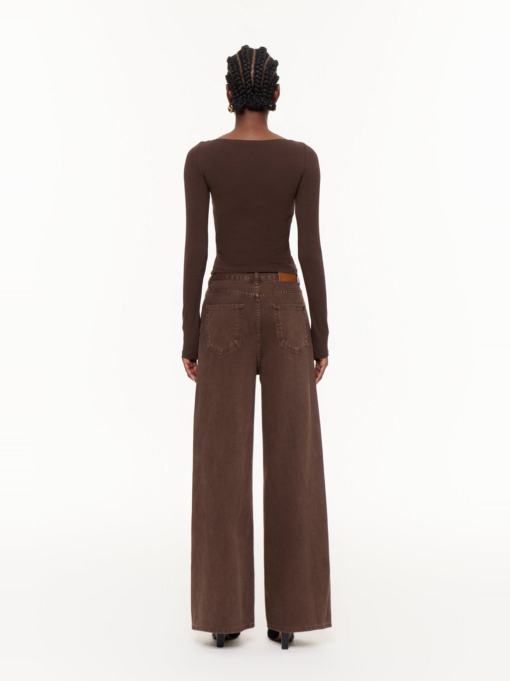 Eideard Leopard Lace Detail Long Sleeve Top - Chocolate — Svelte Chic