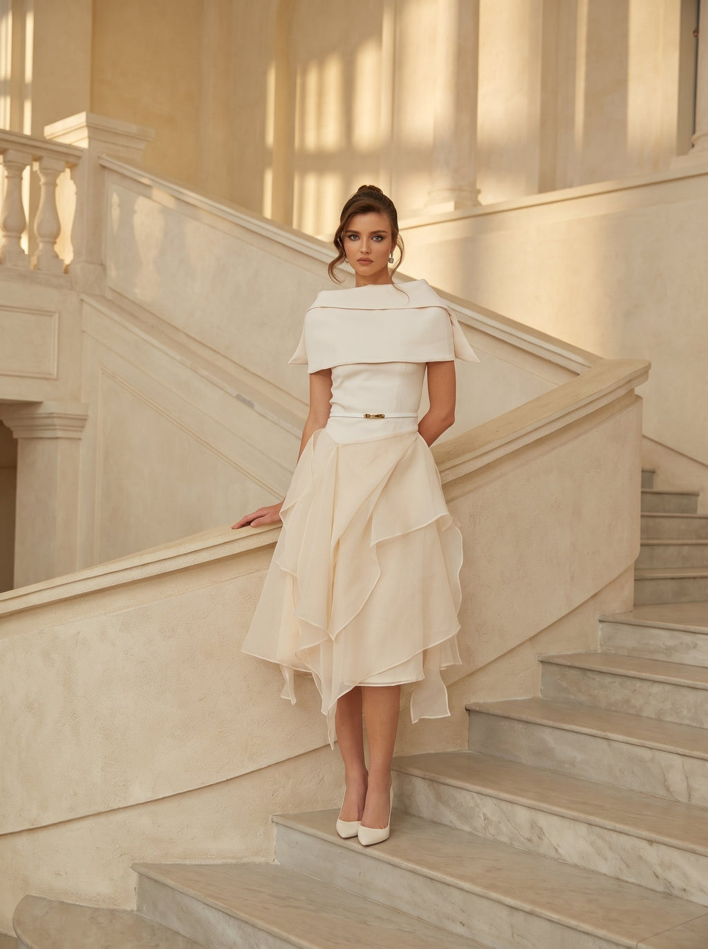 Aria Asymmetric Shawl and Tulle Dress Set — Svelte Chic