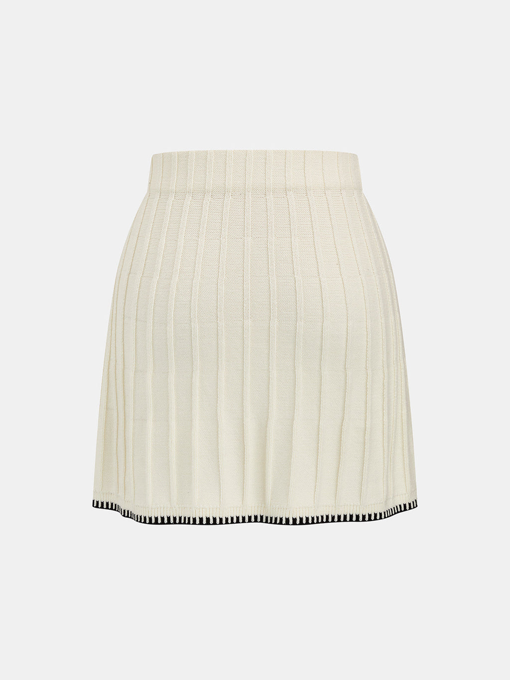 Contrast Trim Turtleneck Knit Top and Mini Skirt Set — Svelte Chic