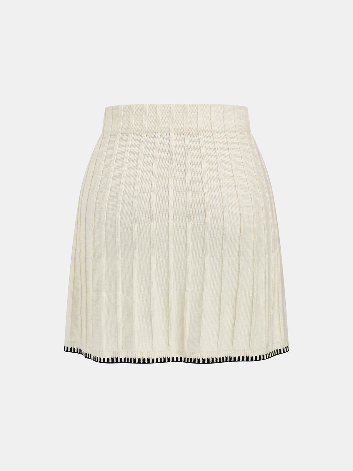 Contrast Trim Turtleneck Knit Top and Mini Skirt Set — Svelte Chic