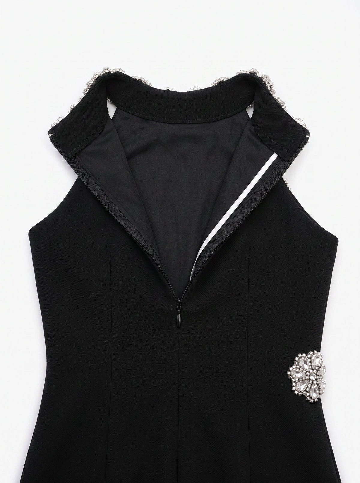 Babette Crystal Round Neck Mini Dress — Svelte Chic