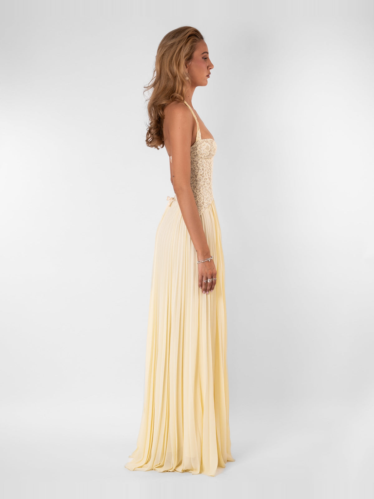 Gaia Halter Lace Corset Maxi Dress — Svelte Chic