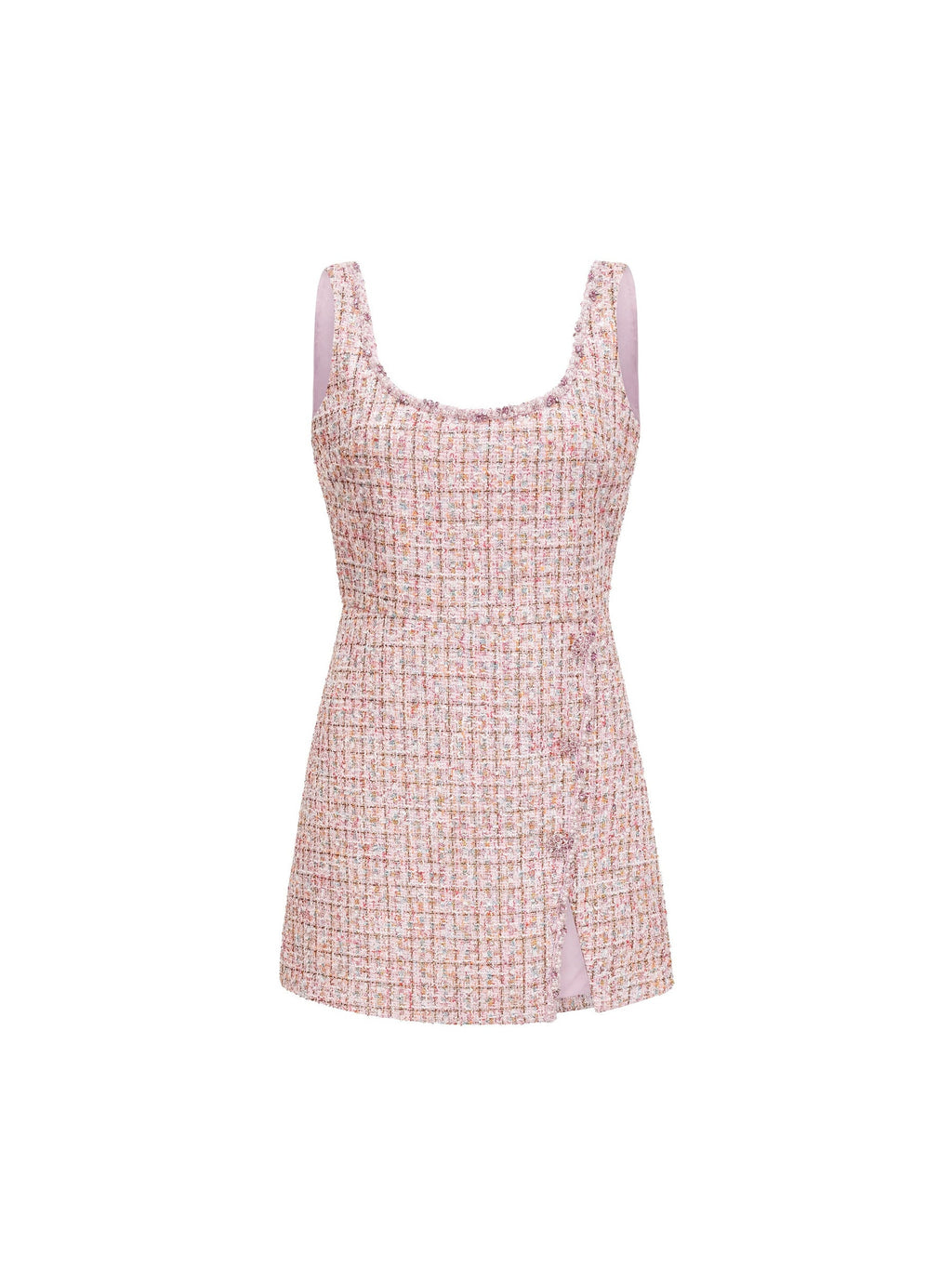 Aoife Crystal Tweed Square Neck Mini Dress — Svelte Chic