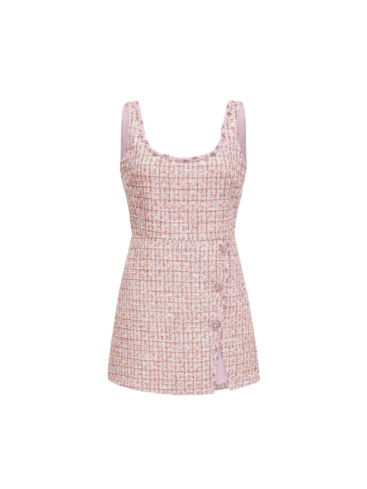 Aoife Crystal Tweed Square Neck Mini Dress — Svelte Chic