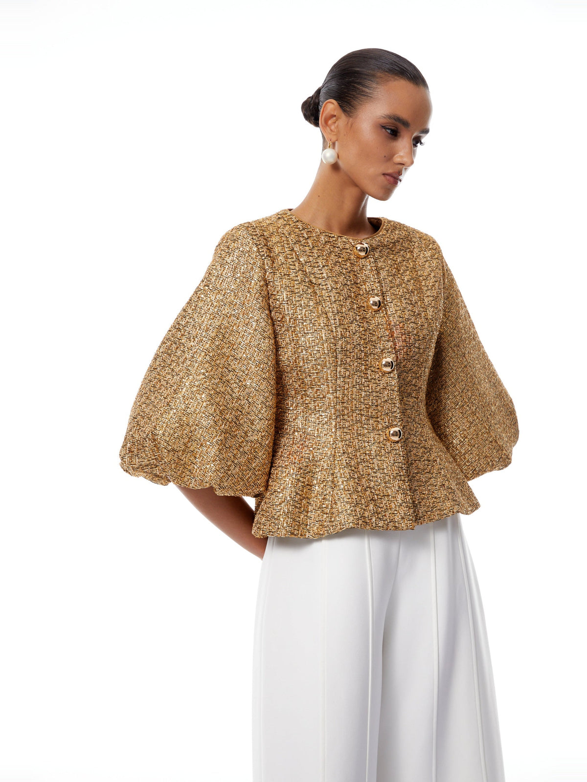 Clothilde Sequin Tweed Peplum Jacket — Svelte Chic