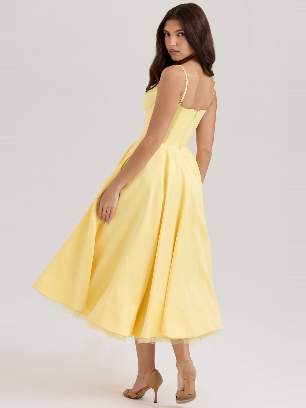 Mademoiselle Satin Tulle Sweetheart Midi Dress — Svelte Chic