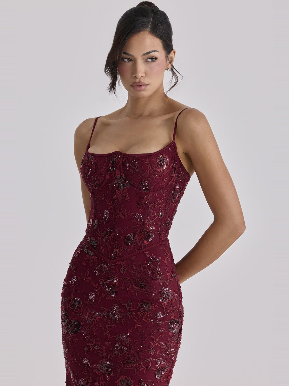 Naima Embellished Beaded Corset Maxi Dress — Svelte Chic