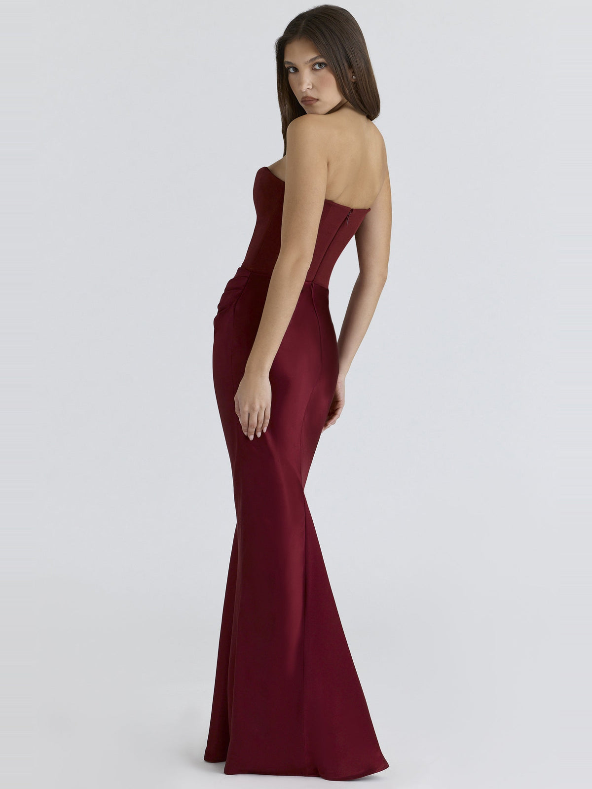 Persephone Strapless Corset Draped Maxi Dress — Svelte Chic