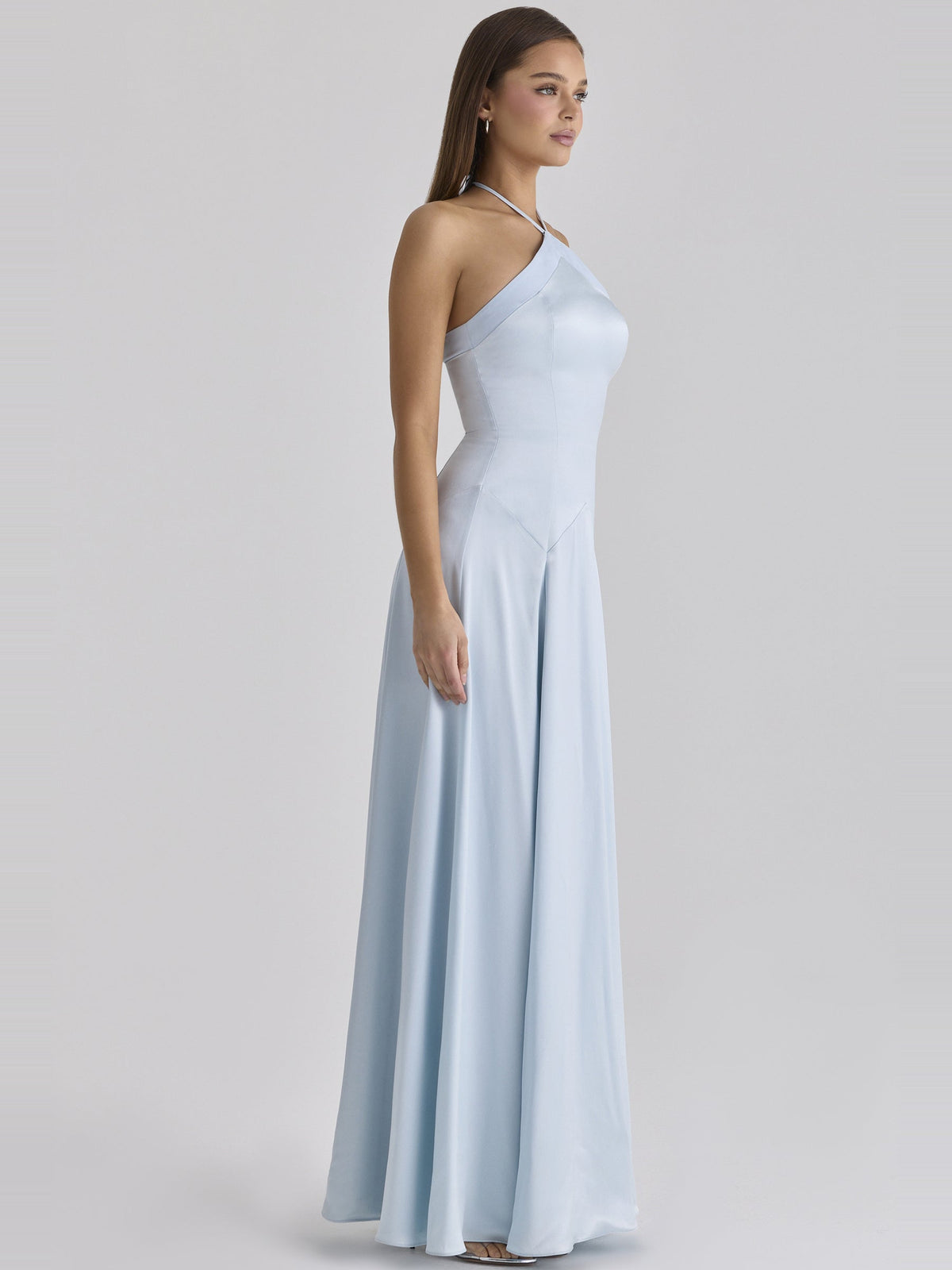 Avelina Halter Satin Maxi Dress — Svelte Chic
